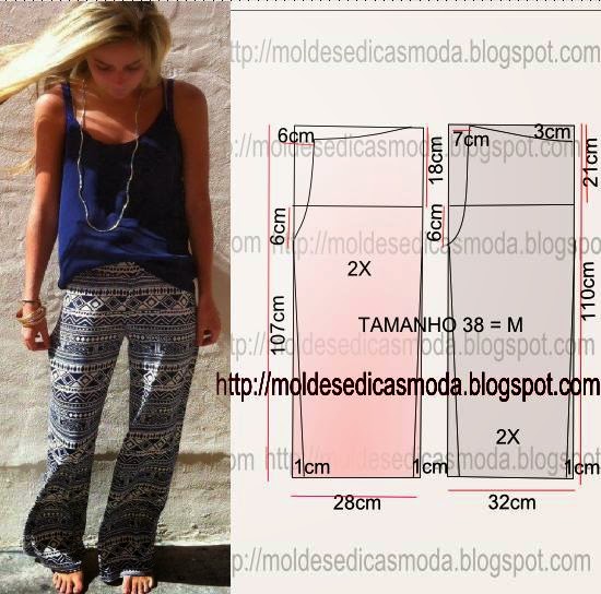 moldesdicasmoda.com - Molde e costura de calça passo a passo