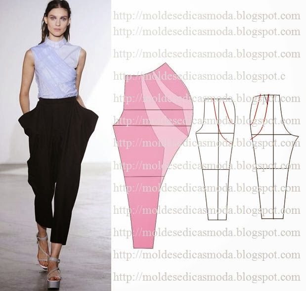 moldesdicasmoda.com - Molde e costura de calça passo a passo