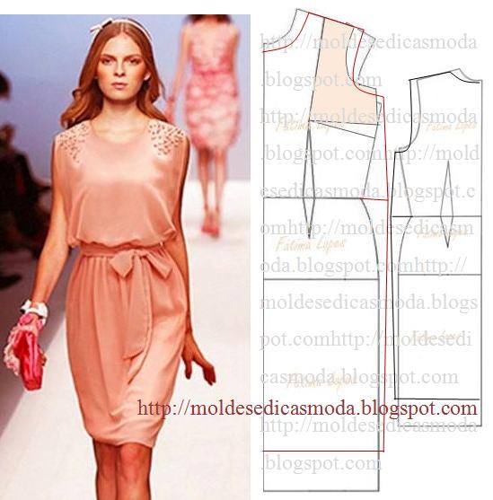 moldesdicasmoda.com - Molde de vestido para meninas com 5 anos de