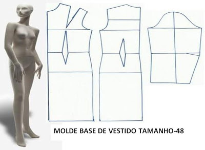 molde base de vestido tamanho 48