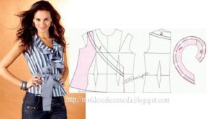 blusa de trespasse com babado