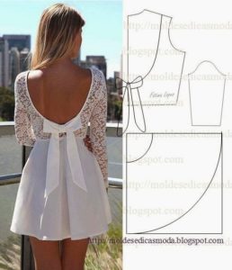 vestido de tecido e renda branco