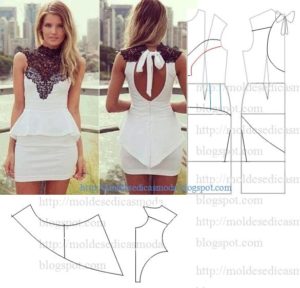 vestido branco com renda preta no escapulário