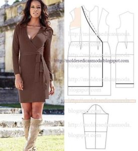 molde de vestido com transpasse