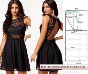 vestido preto com tecido e renda