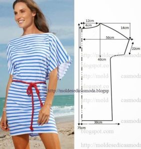 vestido riscas azul e branco