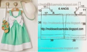 molde vestido de criança com laço