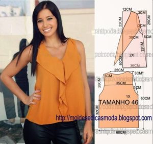 blusa com babados na frente