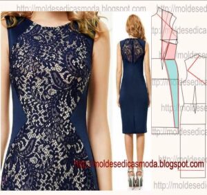 Molde De Vestido Em Renda Azul