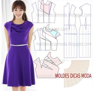 molde de vestido azul