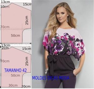 molde de blusa manga quimono