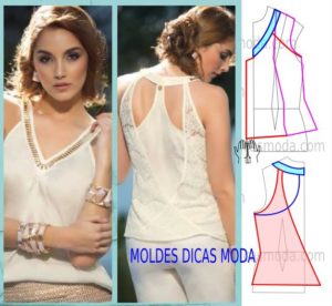 molde de blusa branca com renda