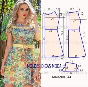 molde de vestido florido curto