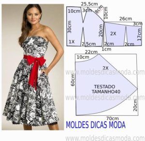 molde de vestido com cinto