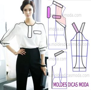 molde de blusa casual oriental