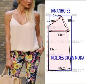 molde de blusa com alças