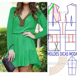 molde de vestido casual com babado