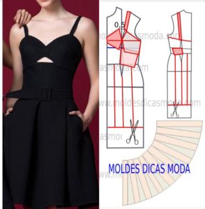 molde de vestido preto com godé