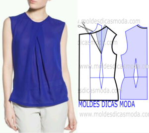 molde de blusa azul