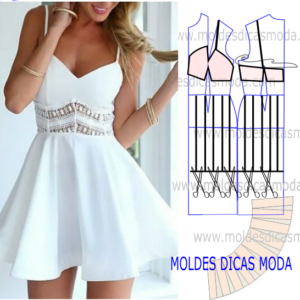 molde de vestido com encaixe em renda