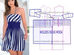 vestido de riscas azuis