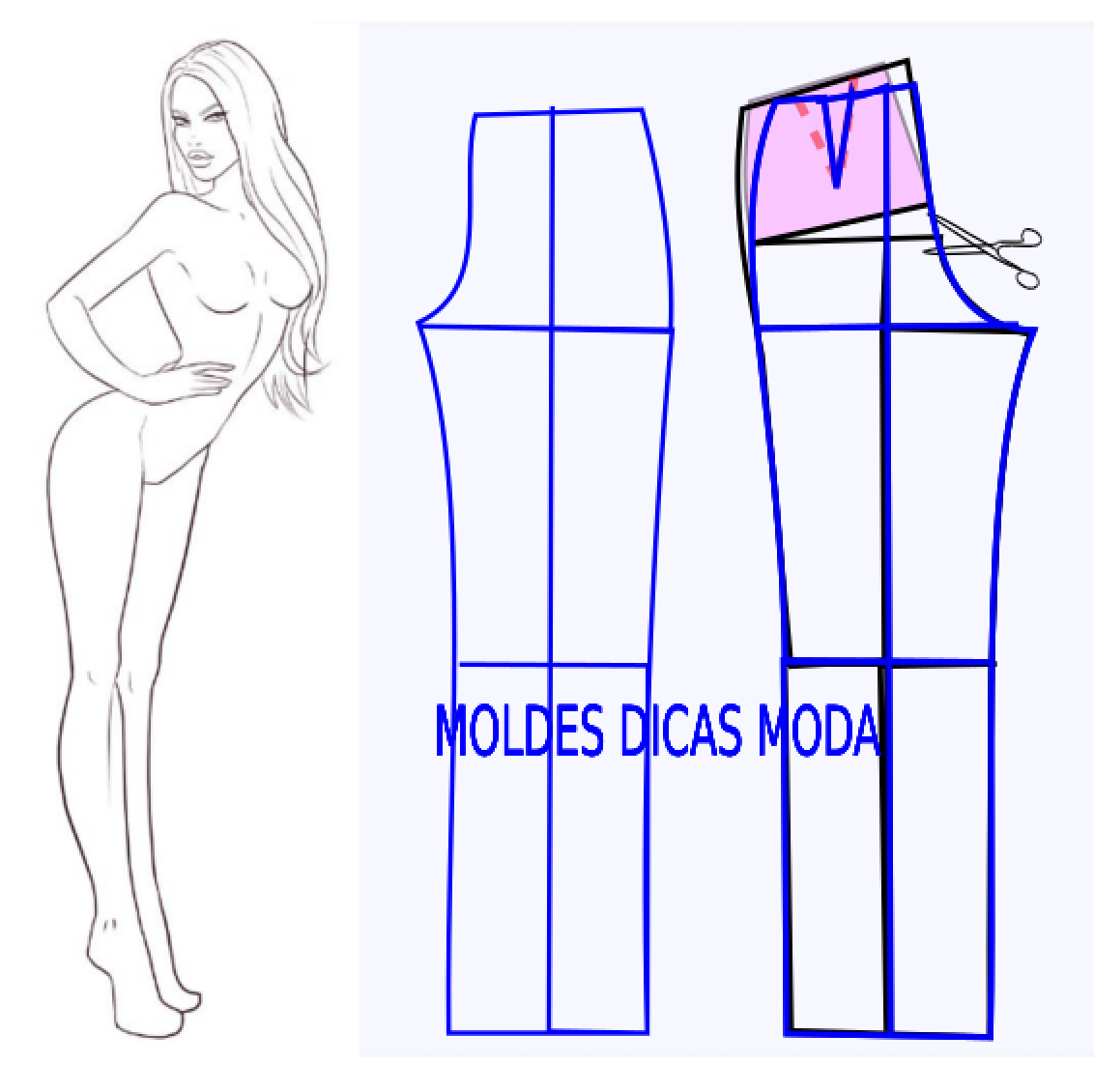 Detalhes e design de calças