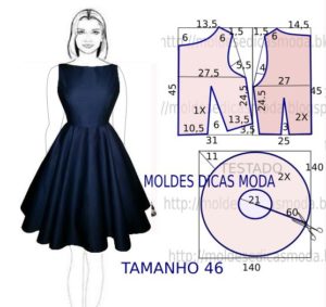 vestido azul com molde