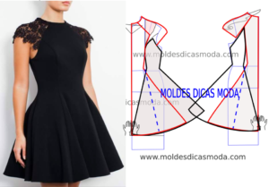 molde de vestido preto