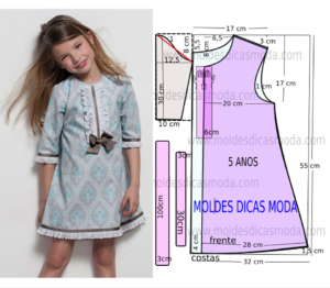 molde de vestido menina