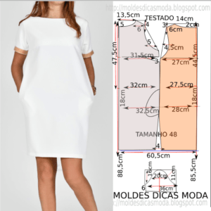 Molde de vestido branco casual