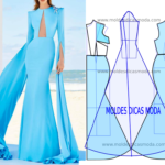 Molde de vestido azul longo